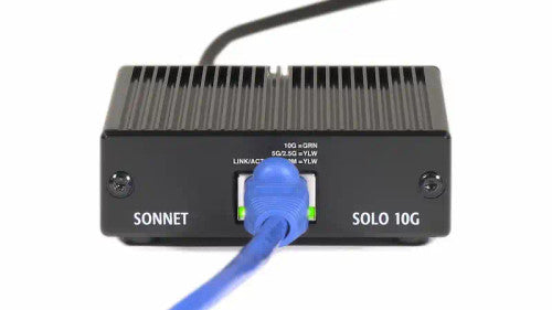 Sonnet Solo10G - 10GBASE-T Thunderbolt 3 Adapter with Multi-Gigabit Ethernet Support Sonnet Solo10G - 10GBASE-T Thunderbolt 3 Adapter with Multi-Gigabit Ethernet Support